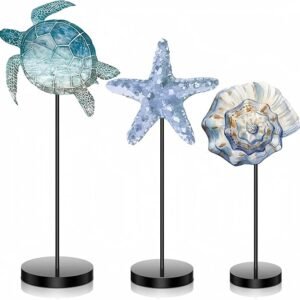 Maitys 3 Pcs Sea Table Decor Coastal Turtle Starfish Decor Ocean Beach